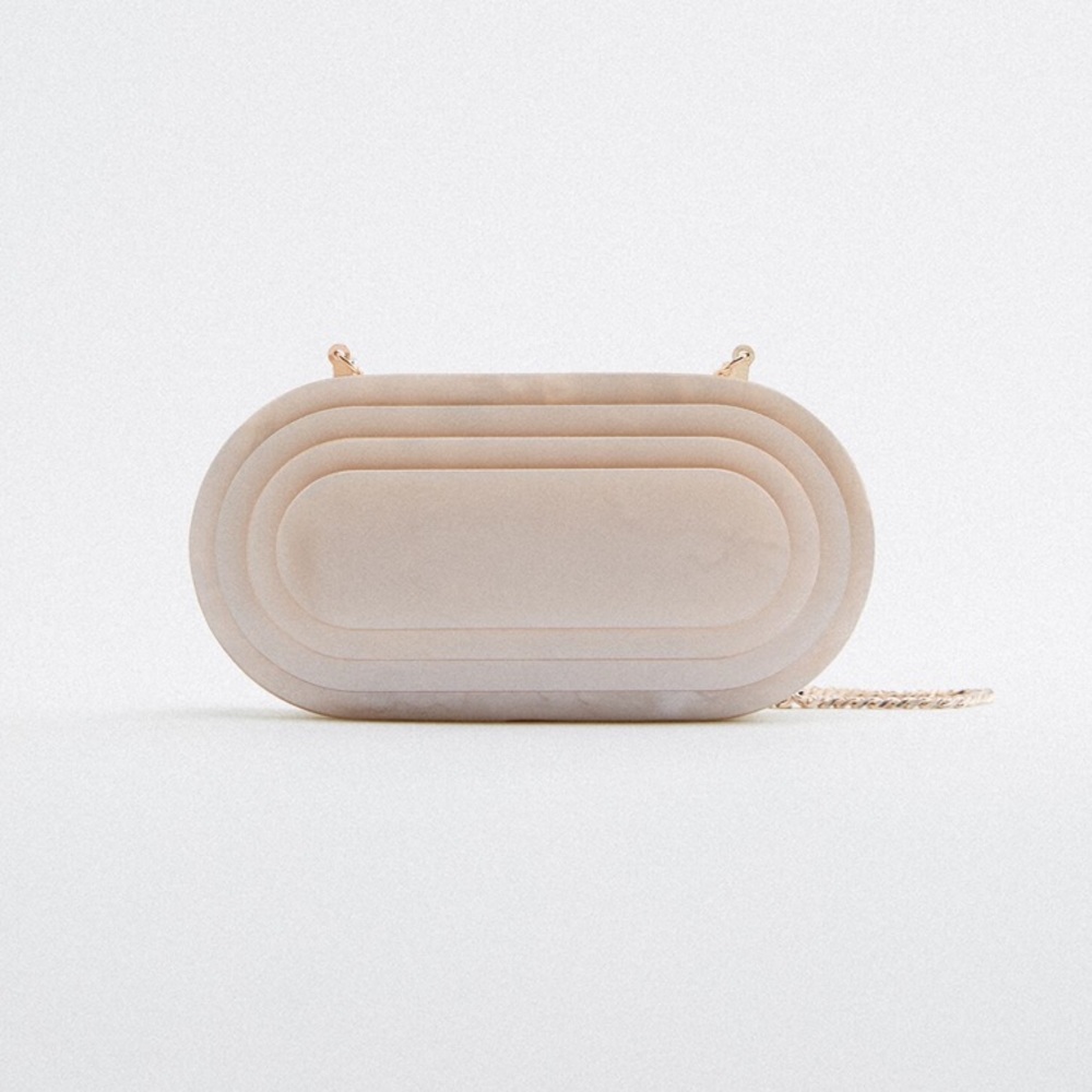 NWOT Zara Pearlescent Acrylic Box Handbag
